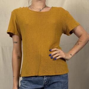 Mustard Textured Knit Tee (No Tag)